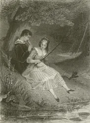 Die Fische und der Hirte, der Flöte spielt