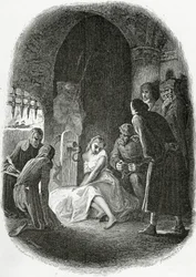 Die Vernehmung von Esmeralda - Illustration aus Notre Dame de Paris, 19. Jahrhundert