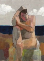 Kontemplative Strandfigur