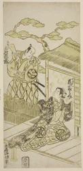 Die Schauspieler Ichimura Kamezo I als Yosaku und Arashi Tominosuke I als Koman