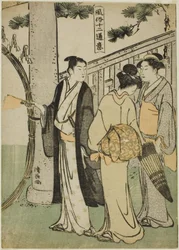Ein Besuch eines Schreins, aus der Serie Zwölf Szenen der Volksbräuche (Fuzoku juni tsui)