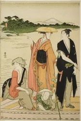 Fähre auf dem Rokugo-Fluss