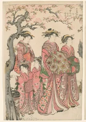 Die Kurtisanen Senzan, Yasono und Yasoji von der Chojiya