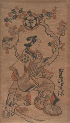 Dekishima Hanya sitzt auf einem Kirschbaum, ca. 1700-05