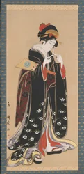 Frau mit Federballschläger und Federball, 1815-20.
