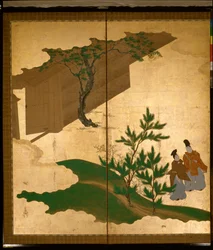 Sechsteilige Leinwand mit Erzählungen von Ise