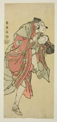 Nakamura Nakazo II in der Rolle von Aramaki Mimishiro Kanetora, verkleidet als Saiwaka