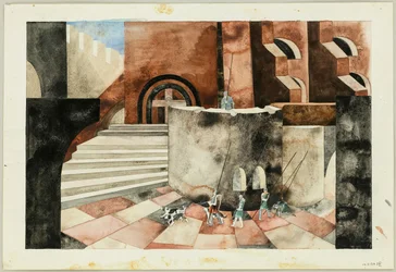 Bühnenbild für die Tragödie Die Nibelungen von Friedrich Hebbel, ca. 1934