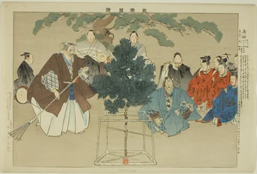 Takasago, aus der Serie "Bilder von No-Aufführungen (Nogaku Zue)"