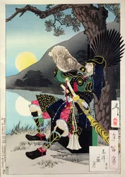 Hideyoshi bläst eine Muschelschale, aus 