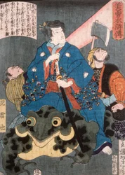 Jiraiya auf einem Frosch reitend
