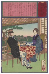 Okiyo, die Tochter eines Gärtners in Mukōjima, und ein Ausländer
