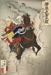Uesugi Kenshin Nyūdō Terutora reitet in die Schlacht