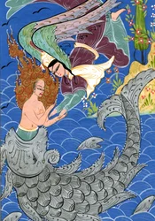 Jona und der große Fisch (Aquarell auf Papier)