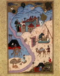 Gemälde, das Szenen des Alltagslebens im Osmanischen Reich während der Herrschaft von Suleiman dem Prächtigen darstellt, Türkei 16. Jahrhundert