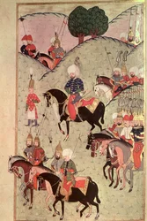 Sultan Selim II (1524-74) reitet zwischen Kotahia und Belgrad, um sich der kaiserlichen Armee anzuschließen, 1584-89