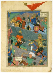 Die Schlacht zwischen Kay Khusraw und dem König von Makran, 1494