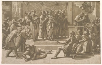 Der Tod des Ananias, umgeben von Aposteln, 1518