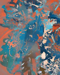 Orange-blaues fließendes Abstrakt
