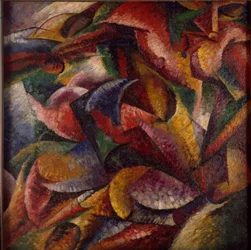 Futurismus: „Dynamik eines menschlichen Körpers“ (Dinamismo di un corpo umano). 1913. Maße: 1 x 1 m. Mailand, Museo del Novecento