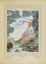 Eines Tages hielt sie an der Seite eines Brunnens an, Illustration aus 