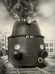 119 Meilen pro Stunde wurden bei einer Testfahrt dieser neuen deutschen stromlinienförmigen Lokomotive erreicht, 1935-36