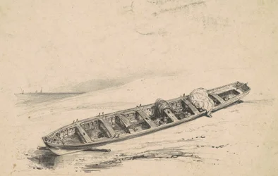 Ein gestrandetes Langboot, 19. Jahrhundert