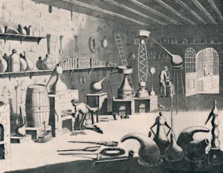 Ein Chemielabor im Jahr 1747, 1747, 1904