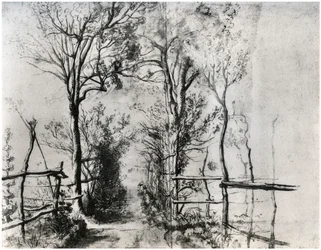 Ein von Bäumen gesäumter Weg, ca. 1620-1625, 1958