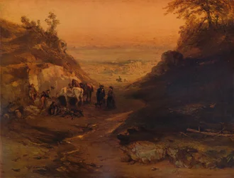 Eine felsige Schlucht, mit Figuren und Pferden, 1848, 1938