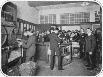 Eine Weinbar am Strand, London um 1903