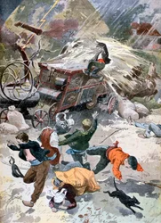 Eine landwirtschaftliche Maschine vom Blitz getroffen