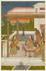 Eine Prinzessin mit Begleitern auf einer Terrasse, ca. 1720-1730