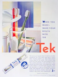 Werbung für Tek-Zahnbürsten, von Johnson und Johnson