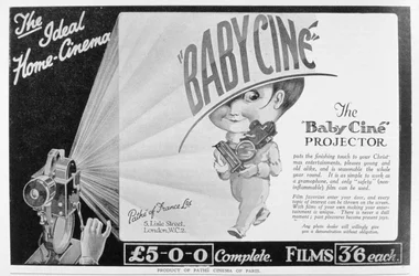 Werbung für den Pathe Babycine Filmprojektor, 1926