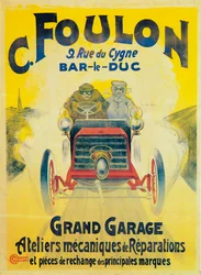 Werbung für C Foulons Garage, Bar-le-Duc, Frankreich, um 1900