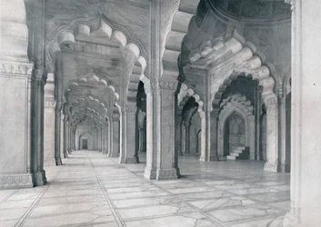 Agra. Innenraum der Moti Musjid. Perlenmoschee, ca. 1910