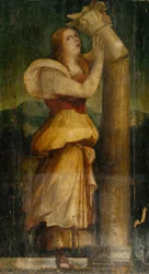 Allegorische Figur einer Frau mit gebrochener Säule