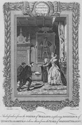 Botschafter der Staaten von Holland, die Königin Elizabeth um Hilfe bitten, ca. 1787