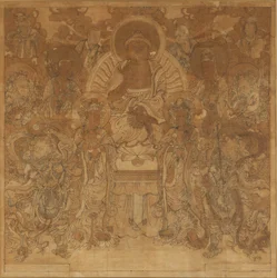 Amitabha Buddhas Versammlung im Westlichen Paradies, spätes 18. bis frühes 19. Jahrhundert