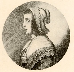 Eine englische Frau in einer Haube und einem Halstuch mit Vandyke-Spitze, 1640, 1937