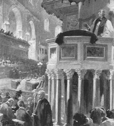 Erzbischof von Canterbury predigt...nach dem Tod von Königin Victoria, 1902, 1901