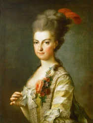 Erzherzogin Maria Christina 1742-1798, Herzogin von Teschen, in einem gestreiften Seidenkleid, ca. 1766-1770