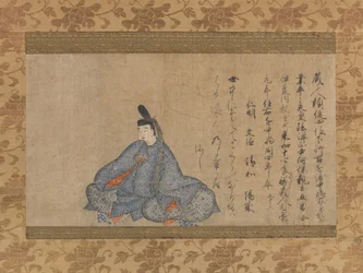 Ariwara Narihira 825-880... Fujifusa-Version der Sechsunddreißig Unsterblichen Dichter, 1. Hälfte des 15. Jahrhunderts