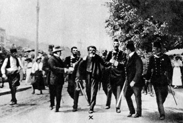 Verhaftung von Gavrilo Princip, dem Attentäter Erzherzog Franz Ferdinands, 1914