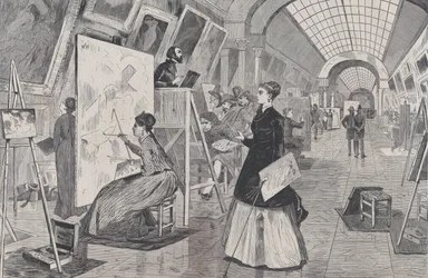 Kunststudenten und Kopisten in der Louvre-Galerie, Paris Harper