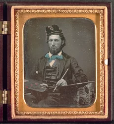 Künstler mit seiner Palette und Pinseln, ca. 1850er Jahre
