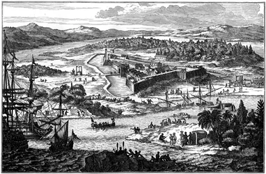 Arx Carolina, die alte befestigte Siedlung in Charleston, South Carolina, ca. 1673, 1901