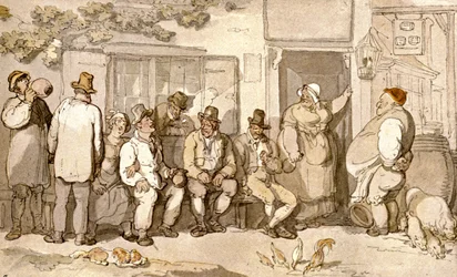An der Tür ihres Gasthauses, ca. 1900