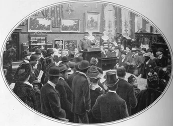 Auktion im Gange bei Phillips Auktionatoren, London, ca. 1901